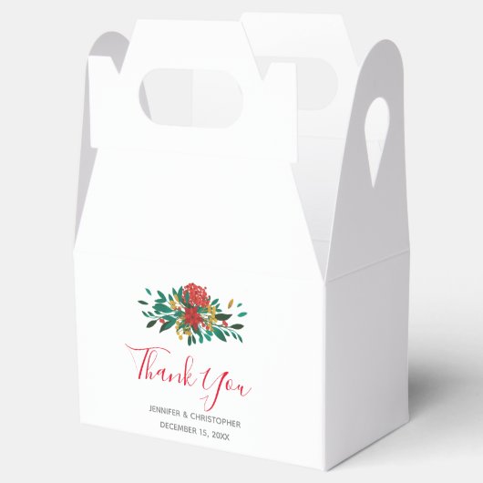 Modern Red Green & Gold Kerstmis Hartelijk dank Bedankdoosjes (Geopend)