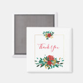 Modern Red Green & Gold Kerstmis Hartelijk dank Magneet (Voorkant / Achterkant)