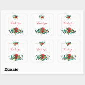 Modern Red Green & Gold Kerstmis Hartelijk dank Vierkante Sticker (Vel)