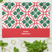 Modern Red Green kerst Holly Pattern Theedoek (Gevouwen)