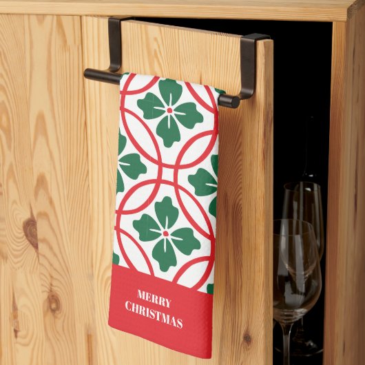Modern Red Green kerst Holly Pattern Theedoek (Derde Gevouwen)