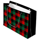 Modern Red Green-kerstbuffelpatroon Groot Cadeauzakje (Voorkant Gekanteld)