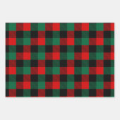 Modern Red Green-kerstbuffelpatroon Inpakpapier Vel (Voorkant)