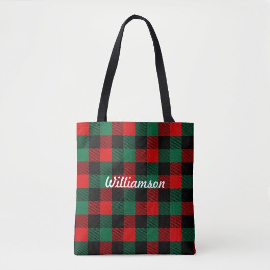 Modern Red Green-kerstbuffelpatroon Tote Bag (Voorkant)