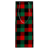 Modern Red Green-kerstbuffelpatroon Wijn Cadeautas (Achterkant)