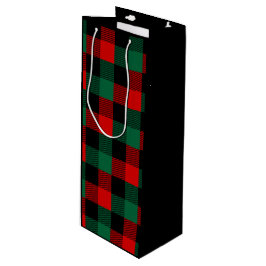 Modern Red Green-kerstbuffelpatroon Wijn Cadeautas