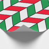 Modern Red Green Kerstmis Herringbone Chevron Cadeaupapier (Hoek)