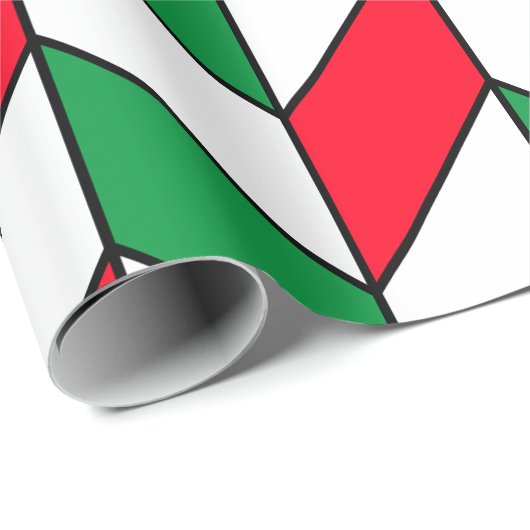 Modern Red Green Kerstmis Herringbone Chevron Cadeaupapier (Rol Hoek)