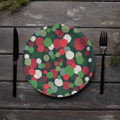 Modern Red Green Kerstpoka Dot Papieren Bordje