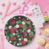 Modern Red Green Kerstpoka Dot Papieren Bordje (Feest)