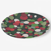 Modern Red Green Kerstpoka Dot Papieren Bordje (Gekanteld)