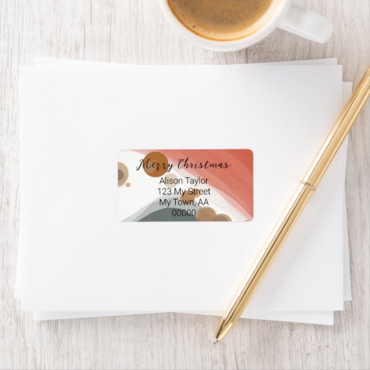 Modern Red Green-kerstterugzendadres Etiket (Insitu)