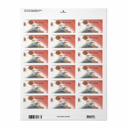 Modern Red Green-kerstterugzendadres Etiket (Full Sheet)