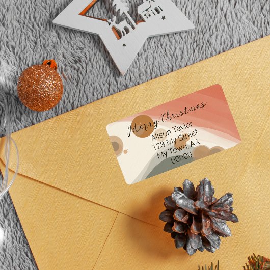 Modern Red Green-kerstterugzendadres Etiket