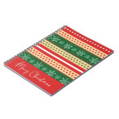 Modern Red Green Merry kerstsnowflakes Stippen Notitieboek (Linkerzijde)