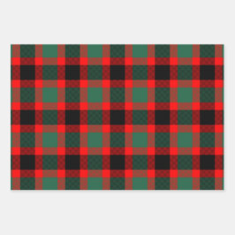 Modern Red Green Pset Tartan Patroon Inpakpapier Vel