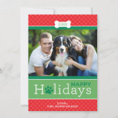 Modern Red Green Puppy Dog Theme Prettige feestdag Feestdagenkaart (Voorkant)