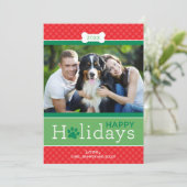 Modern Red Green Puppy Dog Theme Prettige feestdag Feestdagenkaart (Staand voorkant)