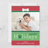 Modern Red Green Puppy Dog Theme Prettige feestdag Feestdagenkaart (Voorkant)