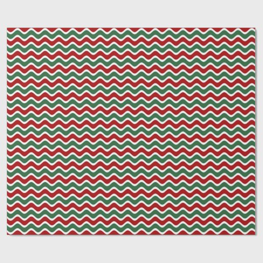 Modern Red Green Stripes Kerstmis Cadeaupapier (Vlak)