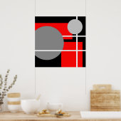 Modern Red Grey Black White - MS0001 Canvas Poster (Keuken)