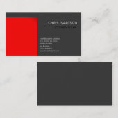 Modern Red Grey Simple Plain Visitekaartje (Voorkant / Achterkant)