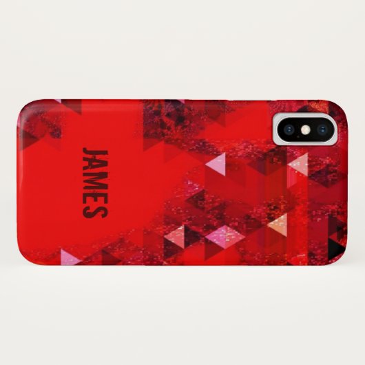 Modern Red Grunge Abstract met Jouw naam Case-Mate iPhone Case (Achterkant (horizontaal))