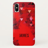 Modern Red Grunge Abstract met Jouw naam Case-Mate iPhone Case (Achterkant)