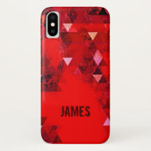 Modern Red Grunge Abstract met Jouw naam