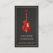 Modern Red Guitar Music Lessons Musician Lijst Visitekaartje (Voorkant)