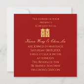 Modern Red Happiness Chinese Wedding Invitation Kaart (Achterkant)