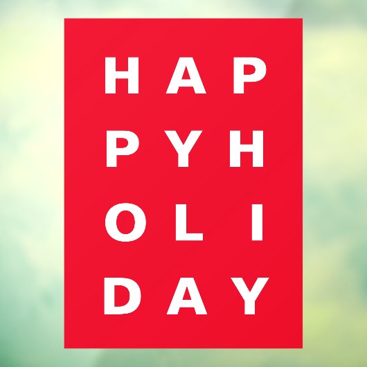Modern Red Happy Holiday Window Cling Raamsticker (Vel 3)