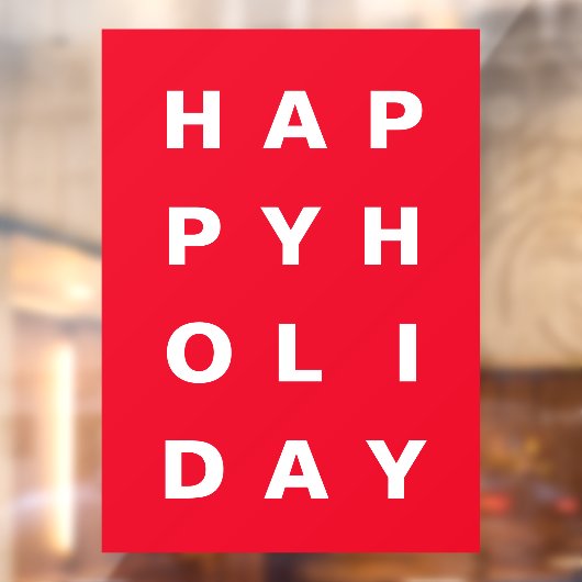 Modern Red Happy Holiday Window Cling Raamsticker (Vel 2)