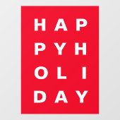 Modern Red Happy Holiday Window Cling Raamsticker (Vel)