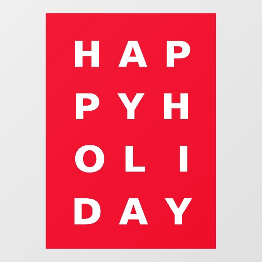Modern Red Happy Holiday Window Cling Raamsticker (Vel)