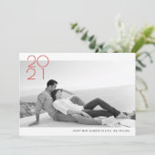 Modern red Happy New Year 2020 foto Feestdagenkaart (Staand voorkant)