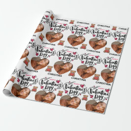 Modern Red Happy Valentines Day one Heart Photo Cadeaupapier