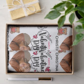 Modern Red Happy Valentines Day one Heart Photo Tissuepapier (Geschenk)