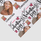 Modern Red Happy Valentines Day one Heart Photo Tissuepapier (Detail)