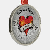 Modern Red Heart-koppel noemt Valentijnsdag Metalen Ornament (Rechts)