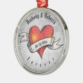 Modern Red Heart-koppel noemt Valentijnsdag Metalen Ornament (Links)