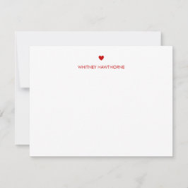 Modern Red Heart Stationery Love Eenvoudig Minimal Notitiekaartje