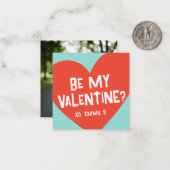 Modern Red Heart Valentijnse Classroom-fotokaart Notitiekaartje (Voorkant / Achterkant in situ)