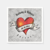 Modern Red Heart Voeg namen en datum toe Servetten (Voorkant)