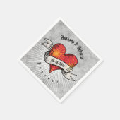 Modern Red Heart Voeg namen en datum toe Servetten (Hoek)