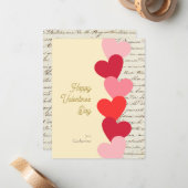 Modern  Red Hearts Happy Valentine's dag Notitiekaartje (Voorkant / Achterkant in situ)