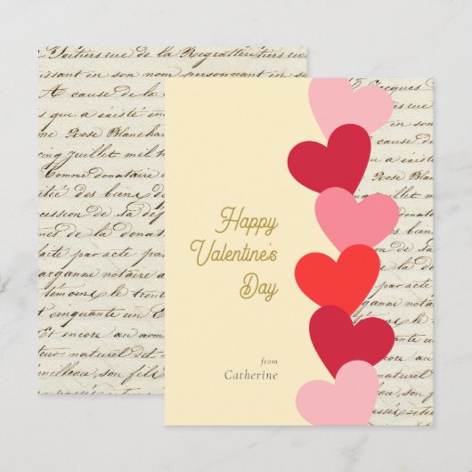 Modern  Red Hearts Happy Valentine's dag Notitiekaartje (Voorkant / Achterkant)