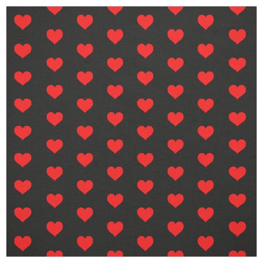 Modern Red Hearts op Black Valentijn Pattern Stof (Swatch)
