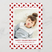 Modern Red Hearts Pattern One Photo Valentines Day Feestdagenkaart (Voorkant)