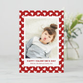 Modern Red Hearts Pattern One Photo Valentines Day Feestdagenkaart (Staand voorkant)